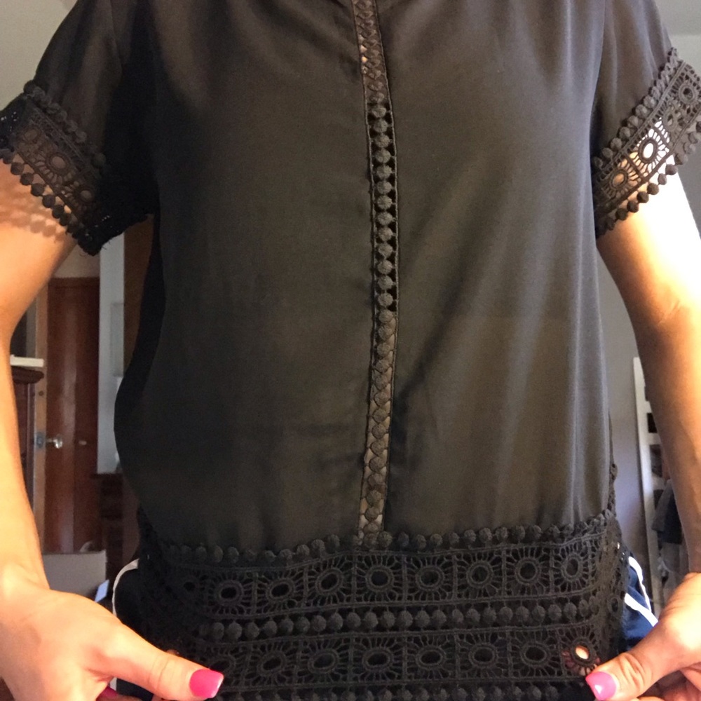 Black blouse with crochet detailing